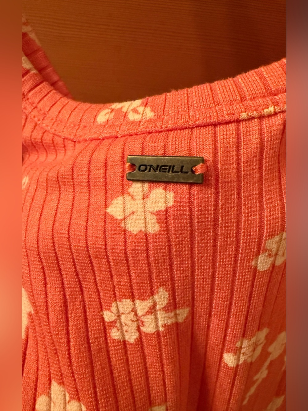 NWT O'Neill Coral Pink Floral Ribbed Maxi Dress - Picture 4 of 12